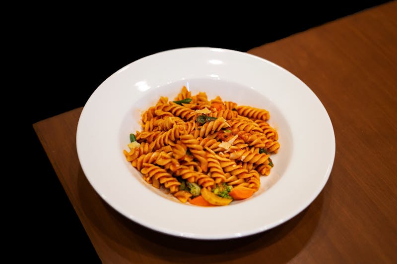 Pasta Salad with rotini, vegetables and Italian dressing